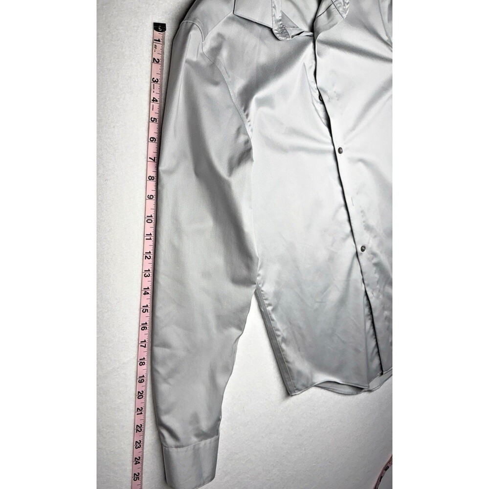 Calvin Klein Slim Fit Dress Shirt Mens 14.5 32/33 Gray Non Iron Stretch Flex - Picture 8 of 10
